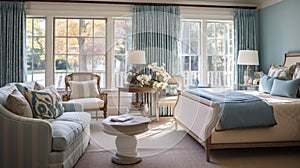 Bedroom decor, home interior design . Traditional Coastal style