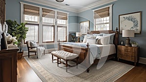 Bedroom decor, home interior design . Traditional Coastal style