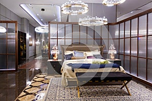 Bedroom furniture in luxury hotel houseroom photo