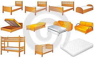 Bedroom furniture set, vector illustration