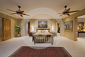 Bedroom Interior With Ceiling Fans