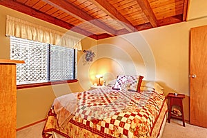 Bedroom interior in lob cabin house