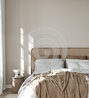 Bedroom interior mockup, Home interior background, 3d render, 3d illustration