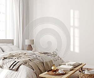 Bedroom interior mockup, Home interior background, 3d render, 3d illustration
