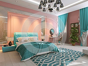 Bedroom interior in pink