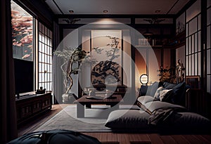 Bedroom japanese minimal style.,Modern white wall and wooden floor, room minimalist. 3D rendering