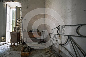 bedroom in large abandoned house