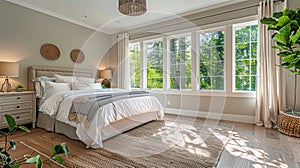 Bedroom With Large Bed and Large Window