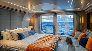 Bedroom With Large Window Overlooking the Ocean