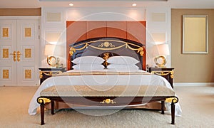 Bedroom of luxury suite in hotel