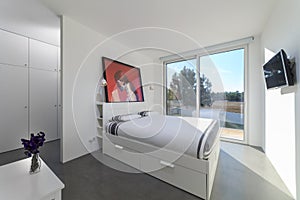 Bedroom in modern vacation house