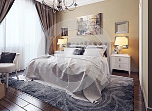 Bedroom in neoclassicism style photo