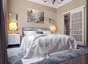 Bedroom in neoclassicism style photo