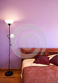 Bedroom with purple wall