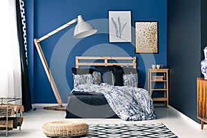 Bedroom in rich blue color