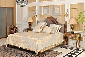 Bedroom room furniture in luxury house