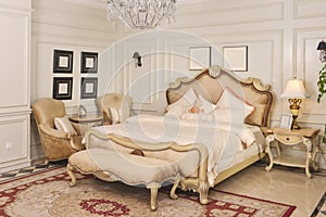 Bedroom room furniture in luxury house