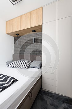 Bedroom of small urban apartment