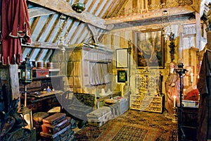 Bedroom in Snowshill Manor, Gloucestershire, England.