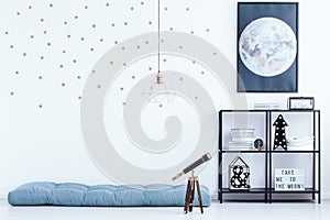 Bedroom with star wallpaper