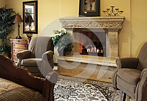 Bedroom suite with fireplace