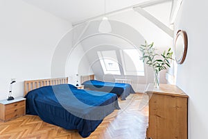 Bedroom with two beds in beatutiful attic home