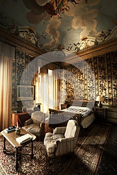 Bedroom vintage. Room nineteenth century. photo