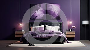 Bedroom violet interior design for inspiration and ideas. Pictures