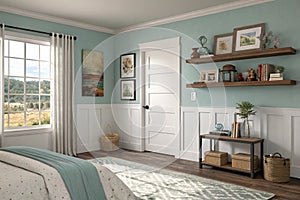 Bedroom wall mockup 3D rendering