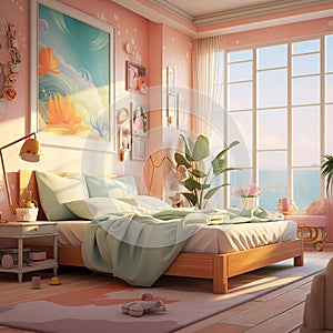 Bedroom watercolor.