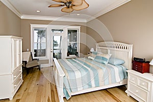 Bedroom with waterfront view