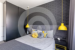 Bedroom with yellow accents