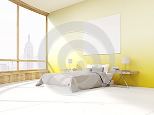 Bedroom with yellow walls in New York