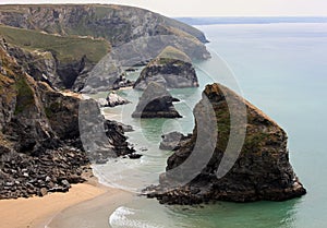 Bedruthan Steps at High Tide