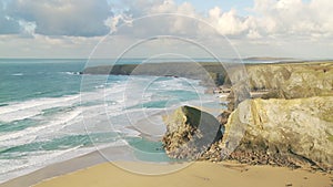 Bedruthan Steps at Low Tide