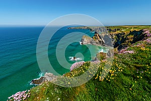 Bedruthan Steps in South Cornwall between Newquay and Padstow,England