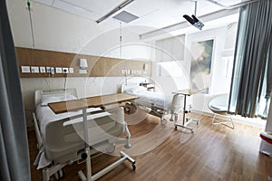 Beds In Empty Hospital Ward