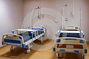 Beds for patients in the hospital ward