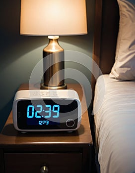 Bedside Alarm Clock Displaying Time