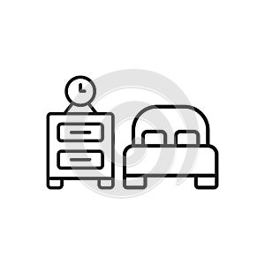 Bedside table and bed set icon vector
