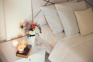 Bedside table decor with candles