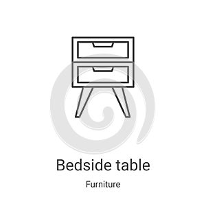 bedside table icon vector from furniture collection. Thin line bedside table outline icon vector illustration. Linear symbol for