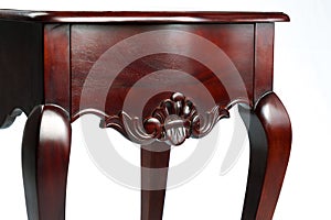 Bedside table isolated on a white background, mahogany