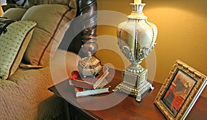 Bedside Table and Lamp