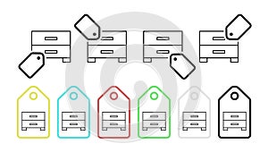 Bedside table vector icon in tag set illustration for ui and ux, website or mobile application