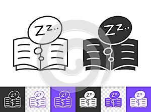 Bedtime read book simple black line vector icon photo