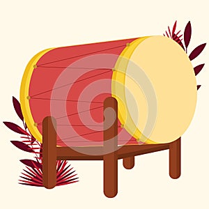 Bedug drum ramadan islamic arabic flat illustration