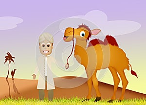 Beduin with camel