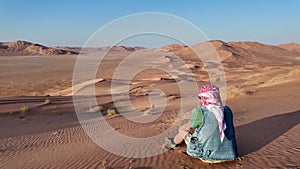 beduin man in Empty quarter desert of Oman