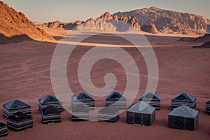 Beduin tourist campsite in Wadi Rum desert, Jordan